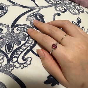 Pink Tourmaline ring with silver plating